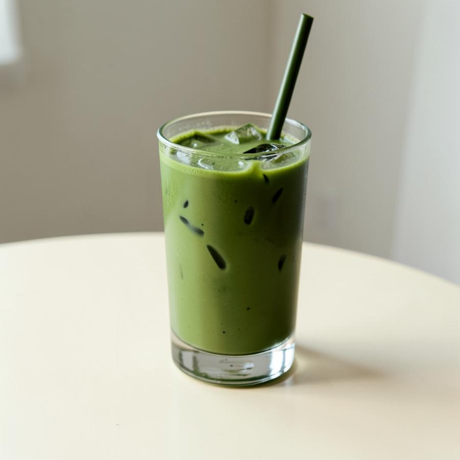 Mrożona matcha latte w szklance